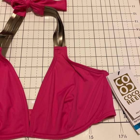 Size 12-14 36D/38D COCO REEF Barbiecore Bikini top Metallic Bronze large NWT fit - Picture 6 of 13